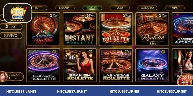 Roulette HitClub là game vòng quay số